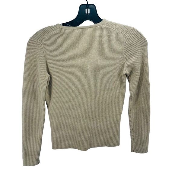 J. Crew Women's Pullover Sweater Long Sleeve Knitted Rib Top merino Wool Tan Siz - Picture 6 of 7